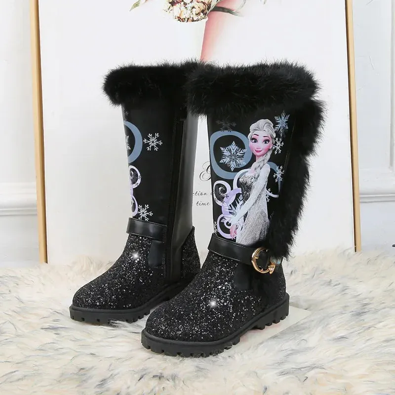 Winter Girls Low Heel Boots with Fur